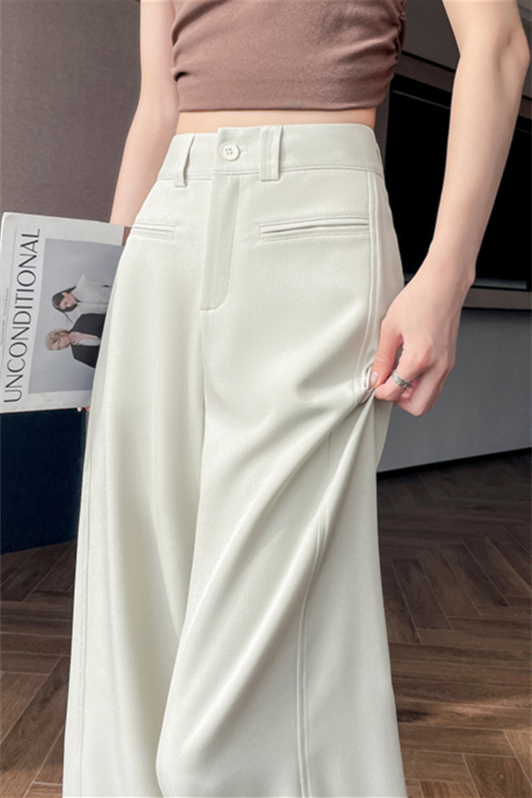 Women’s High-Waist Wide-Leg Trousers – Draped Straight-Leg Suit Pants (Spring/Summer 2025)