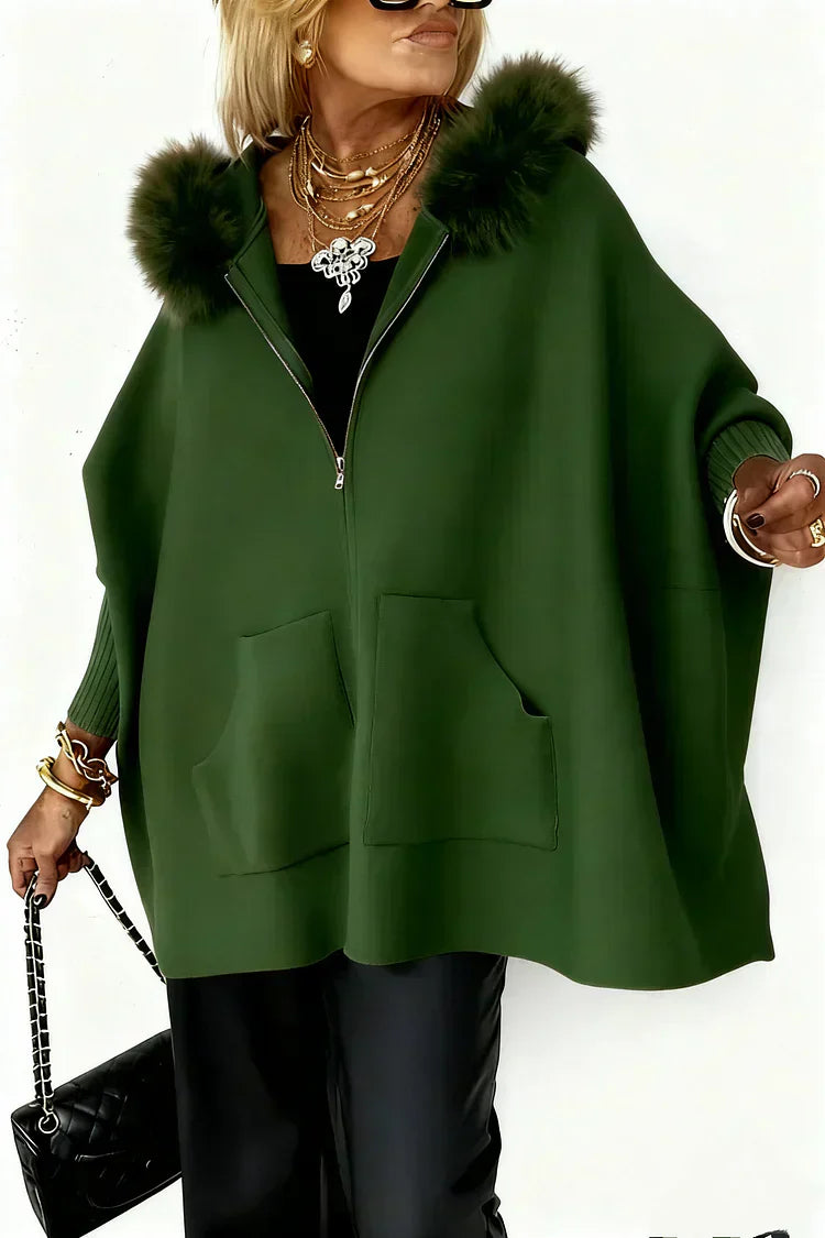 Women's solid color casual coat with fur collar 🔥 Plenty of stock, buy now!