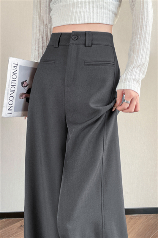 Women’s High-Waist Wide-Leg Trousers – Draped Straight-Leg Suit Pants (Spring/Summer 2025)
