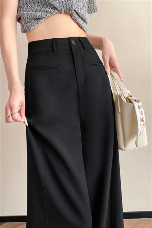 Women’s High-Waist Wide-Leg Trousers – Draped Straight-Leg Suit Pants (Spring/Summer 2025)