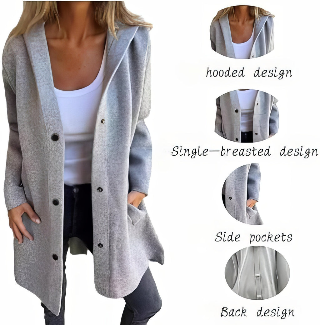 🔥Autumn/Winter Special Offers 49% OFF - Casual Single Breasted Hooded Jacket (Buy 2 Free Shipping)