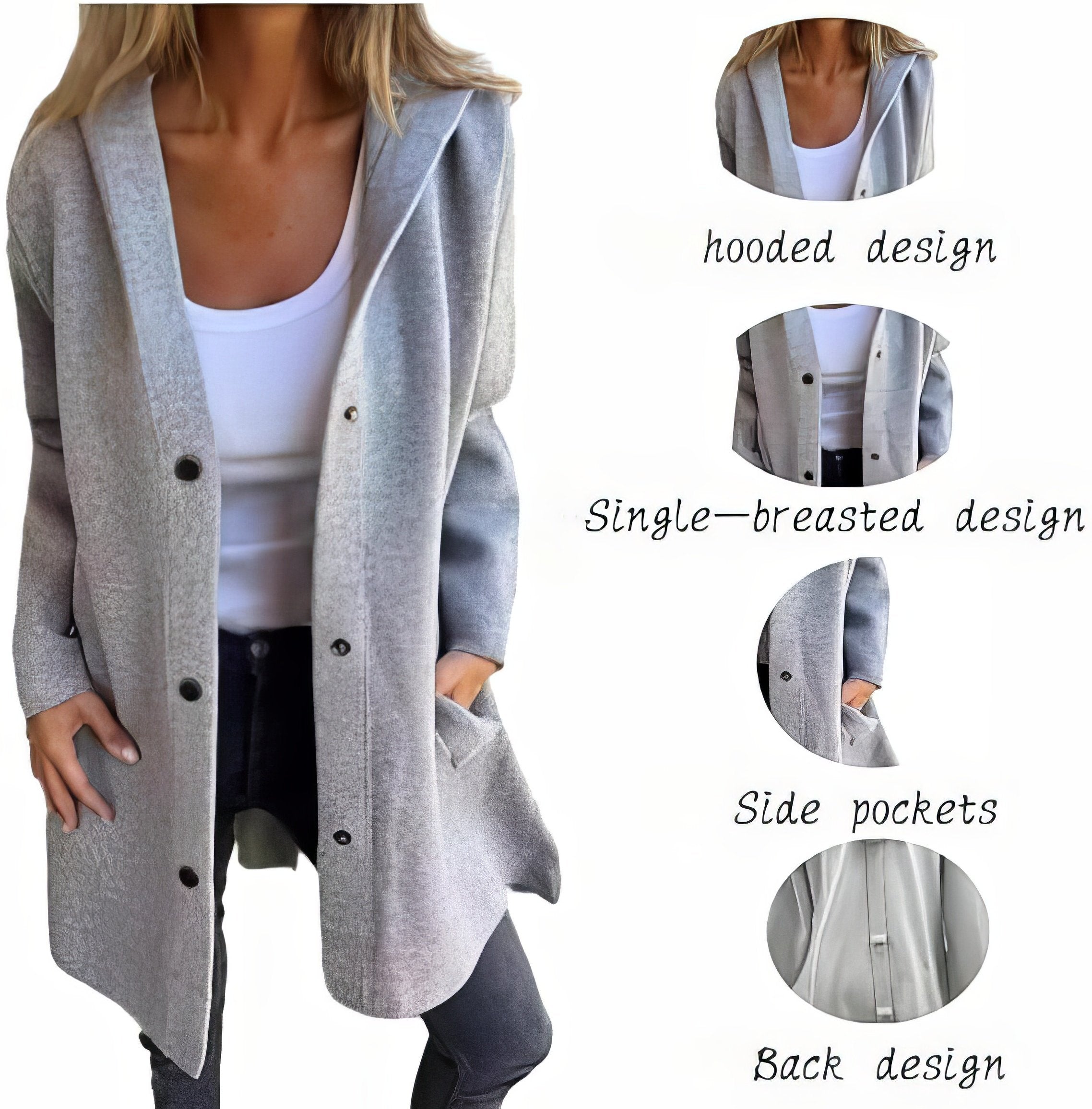 🔥Autumn/Winter Special Offers 49% OFF - Casual Single Breasted Hooded Jacket (Buy 2 Free Shipping)