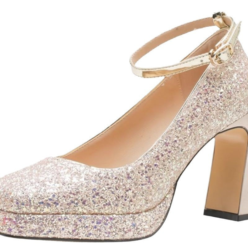 Women’s Barbie Platform Heels – Champagne Satin Wedding Pumps