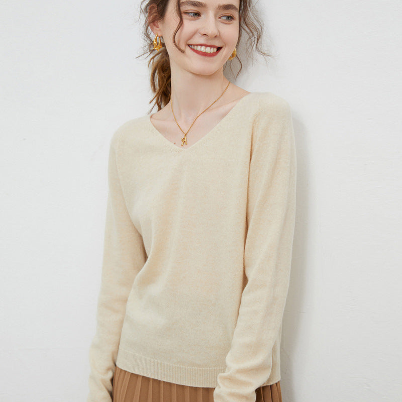 Women's Pure Wool V-Neck Sweater