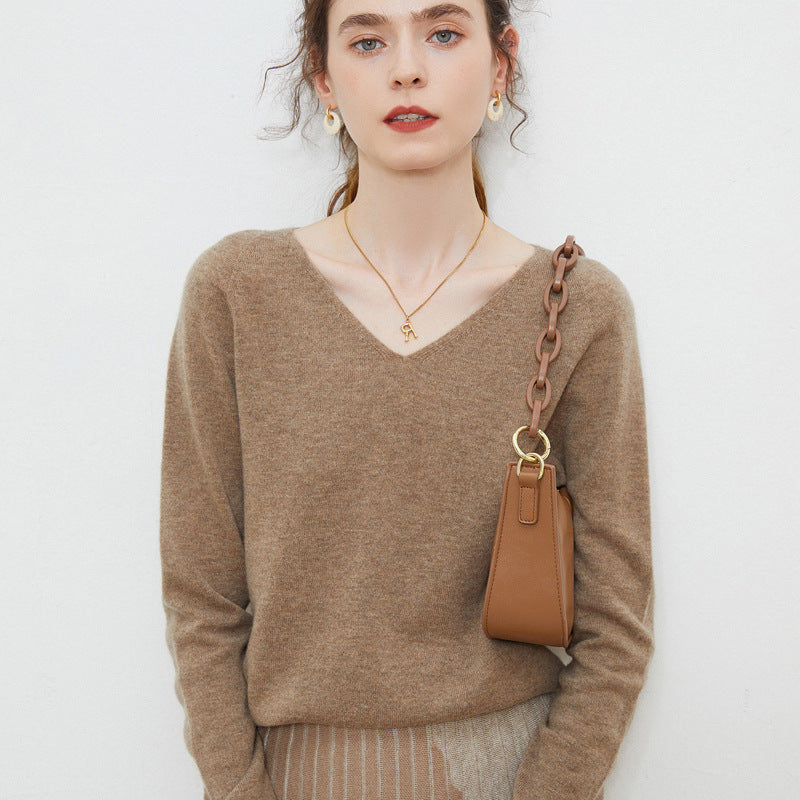 Women's Pure Wool V-Neck Sweater