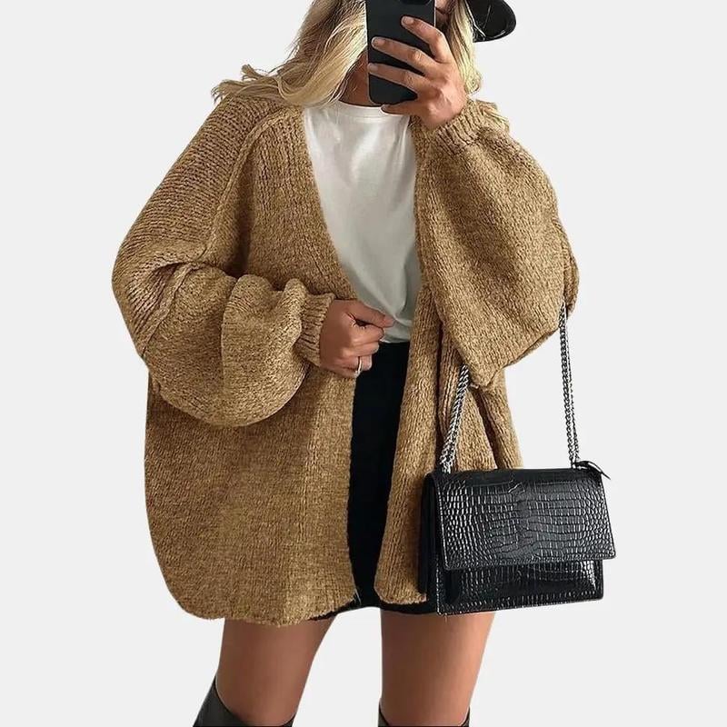 Women's Oversized Cardigan Sweater Fall Long Lantern Sleeve Knit Open Front Lightweight Sweater Knitwear Tops