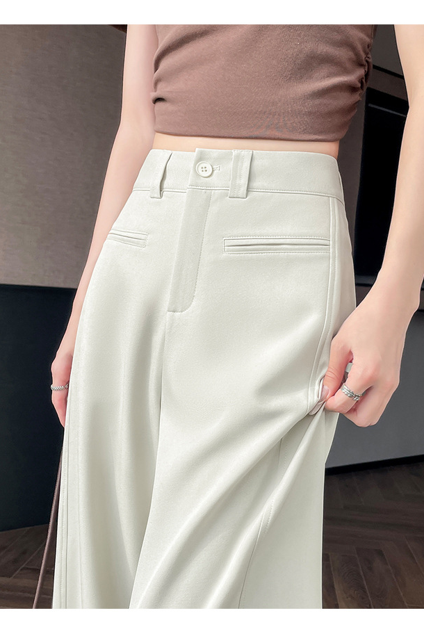 Women’s High-Waist Wide-Leg Trousers – Draped Straight-Leg Suit Pants (Spring/Summer 2025)