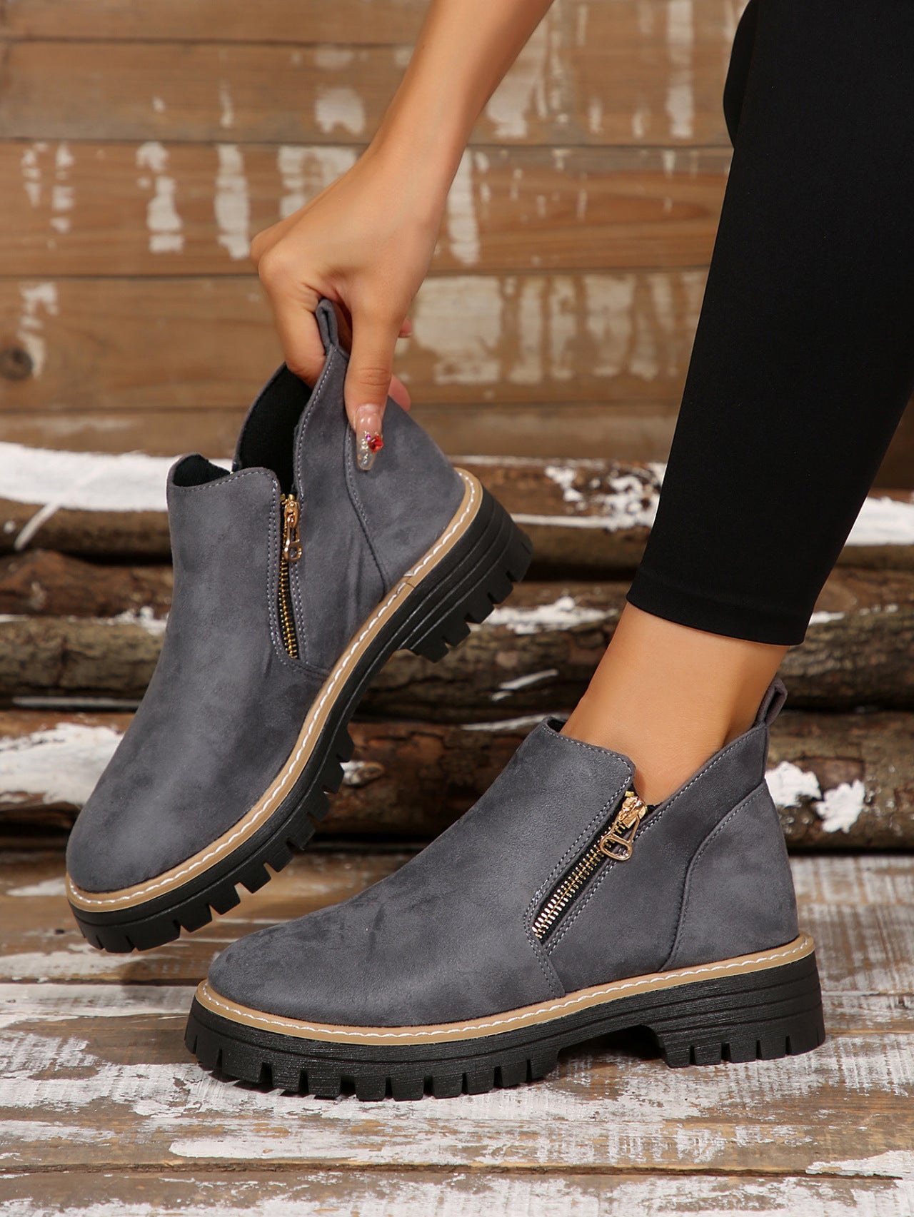 Women's Fashion Solid Color Ankle Boots