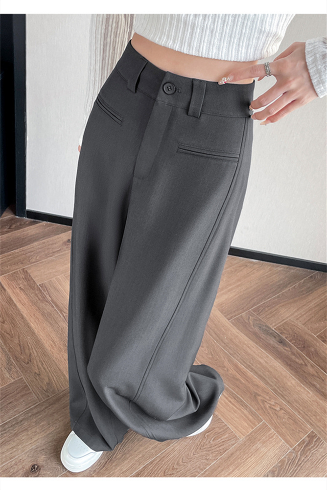 Women’s High-Waist Wide-Leg Trousers – Draped Straight-Leg Suit Pants (Spring/Summer 2025)
