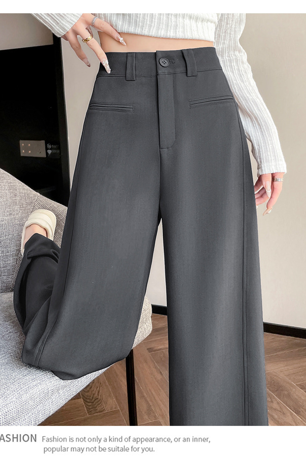 Women’s High-Waist Wide-Leg Trousers – Draped Straight-Leg Suit Pants (Spring/Summer 2025)
