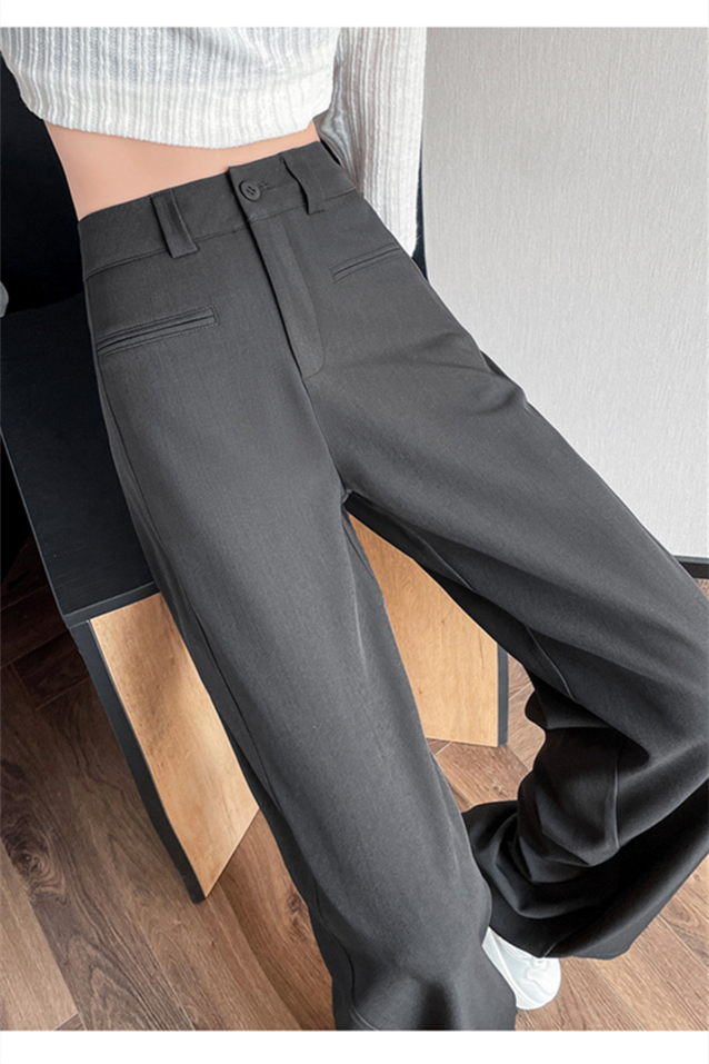 Women’s High-Waist Wide-Leg Trousers – Draped Straight-Leg Suit Pants (Spring/Summer 2025)