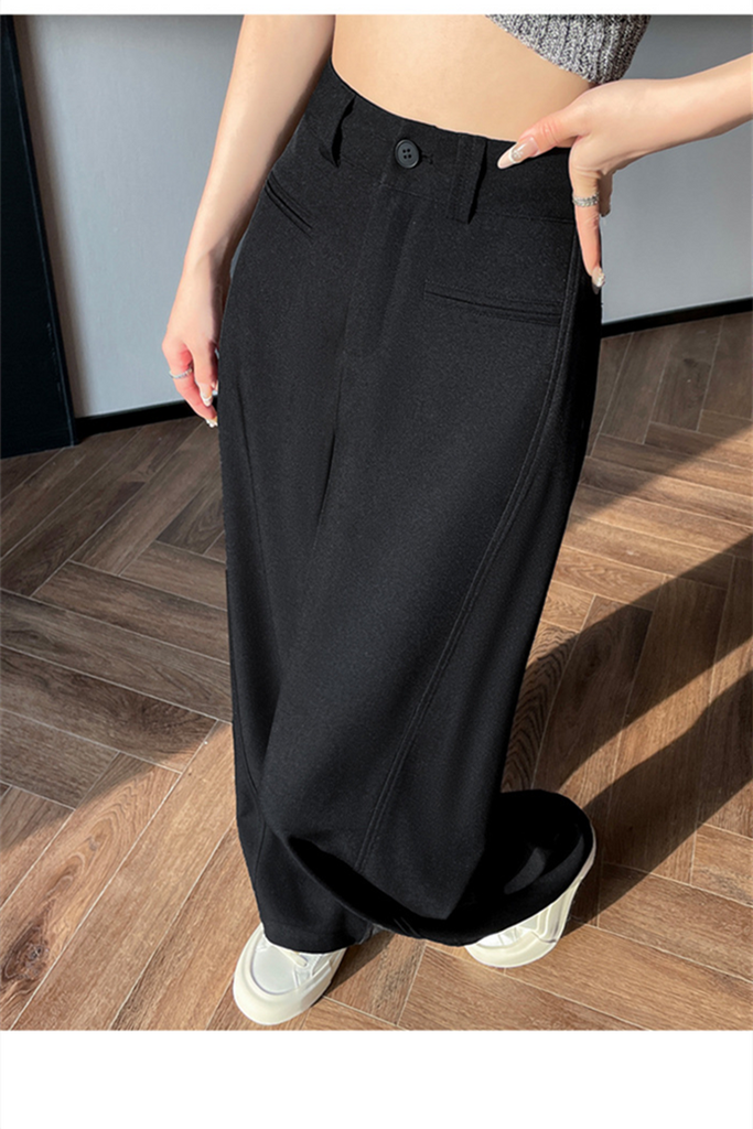 Women’s High-Waist Wide-Leg Trousers – Draped Straight-Leg Suit Pants (Spring/Summer 2025)