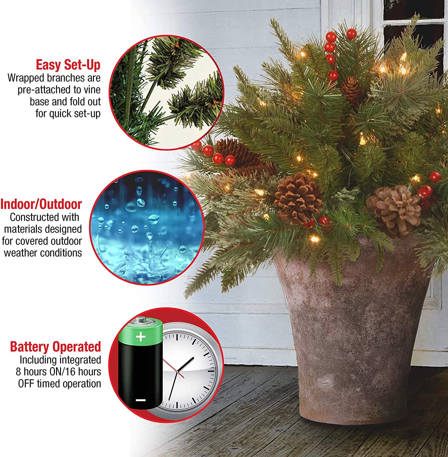 🎄CHRISTMAS ON SALE🔥Pre-lit Artificial Christmas Tree Feel Real Urn Filler💐