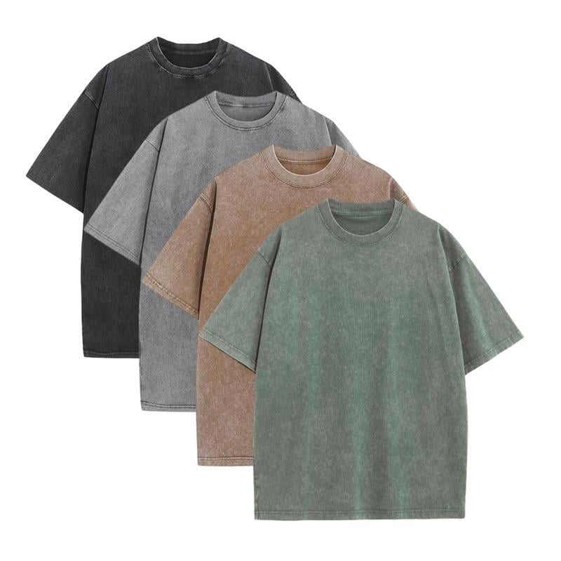 1/4 Pack Oversized Tshirts for Men Gym Vintage Heavyweight T Shirts Cotton Workout Acid Wash Baggy Tees