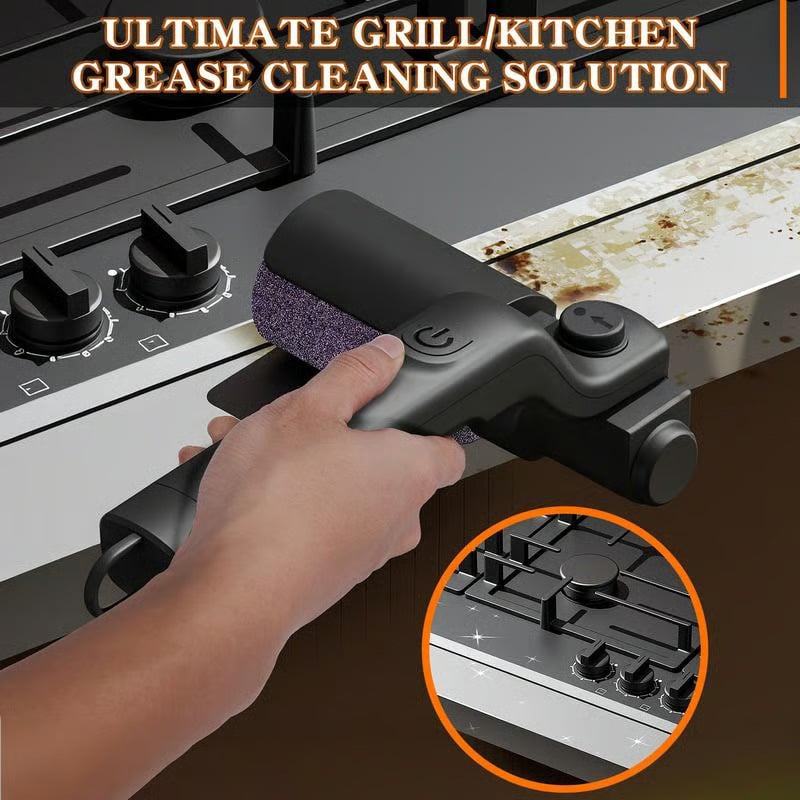 🔥Electric BBQ Grill Brush Cordless and Rechargeable Stainless Steel Bristles,Two Cleaning Brushes,Adjustable Angle
