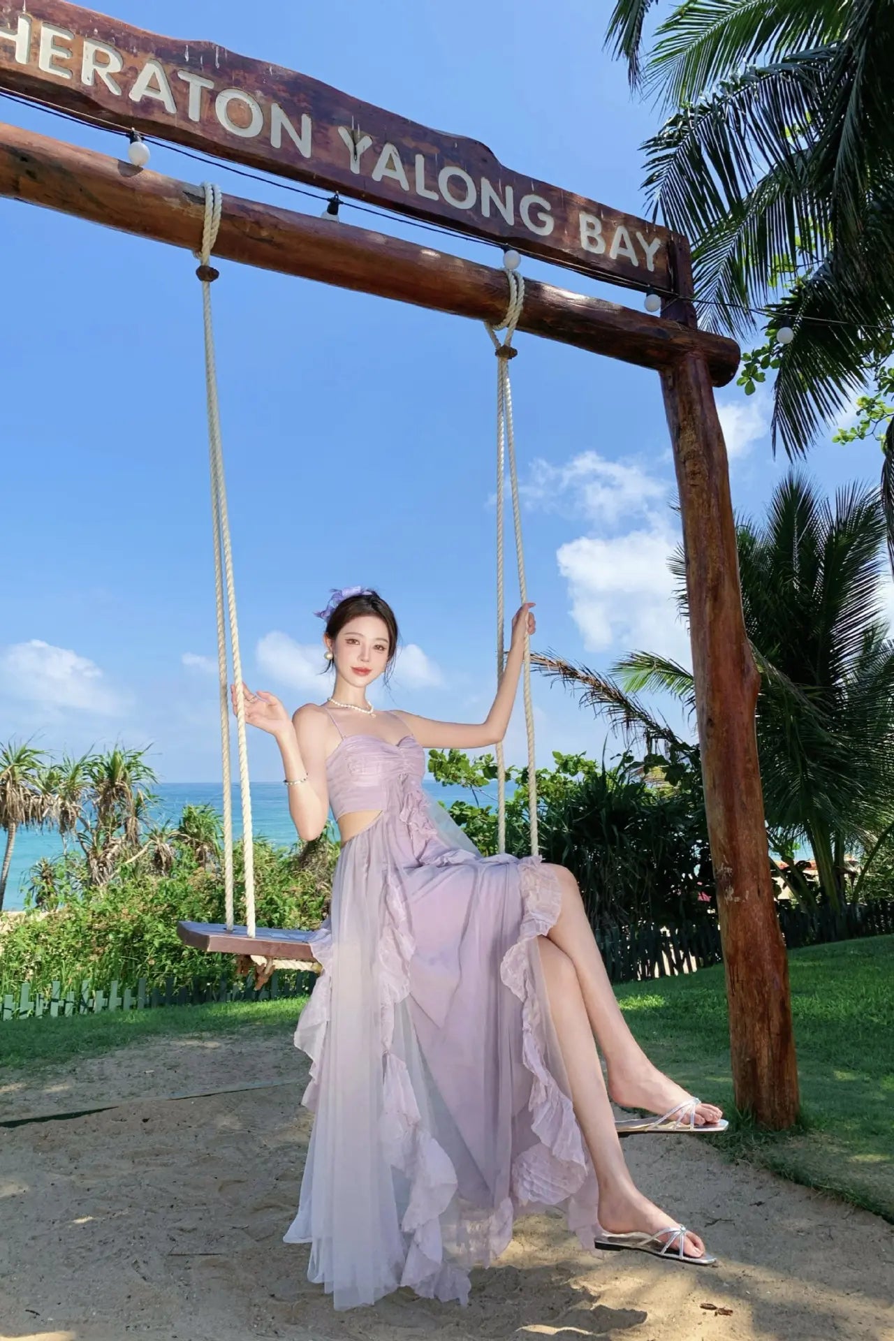 Dopamine Purple Tulle Strapless Maxi Dress – Dreamy Vacation Beach Sundress