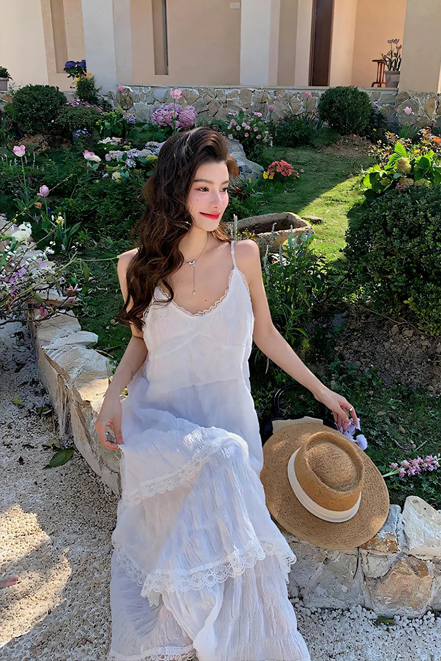 Elegant White Resort Maxi Dress – French Chic Summer Slip Dress
