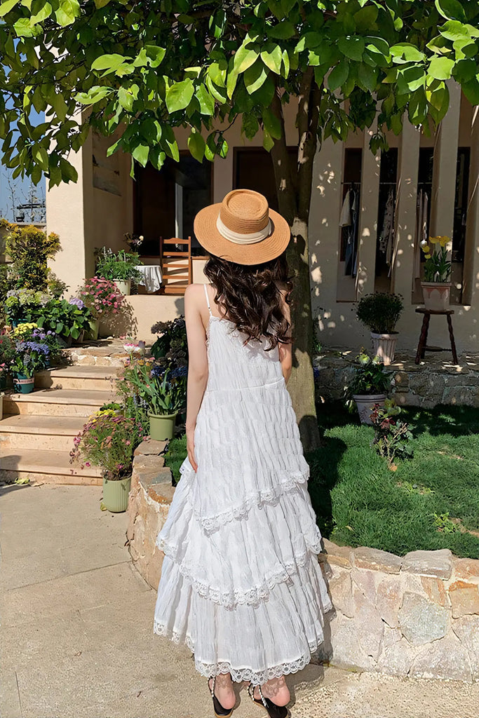 Elegant White Resort Maxi Dress – French Chic Summer Slip Dress