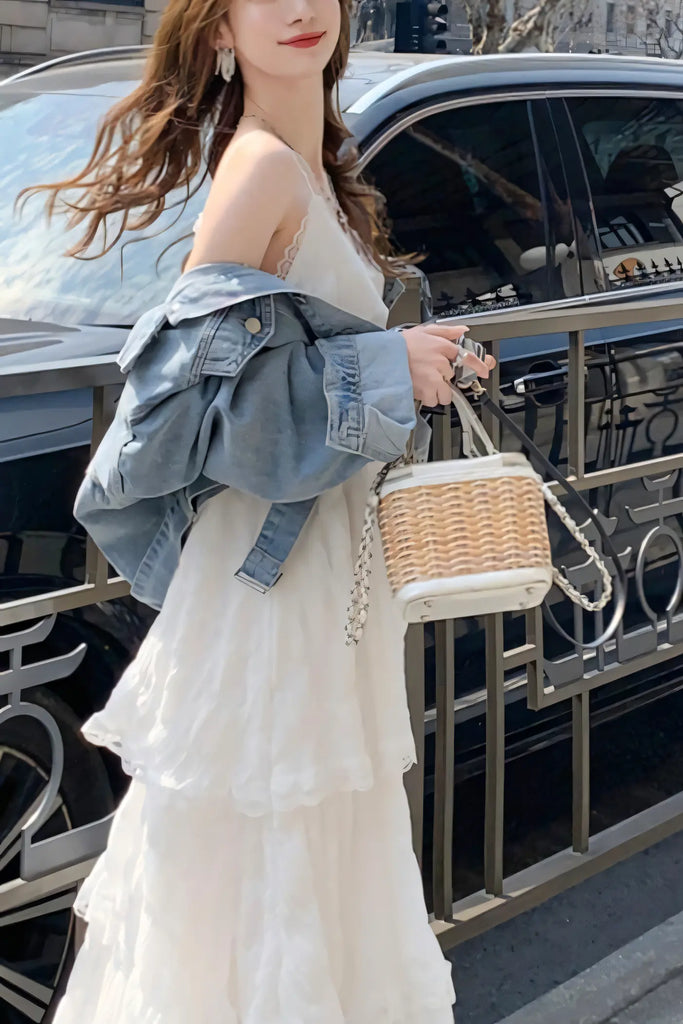 Elegant White Resort Maxi Dress – French Chic Summer Slip Dress