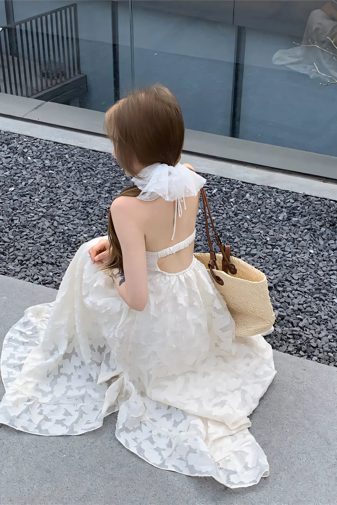 Resort Style Backless Halter Maxi Dress with Built-In Bra Pads