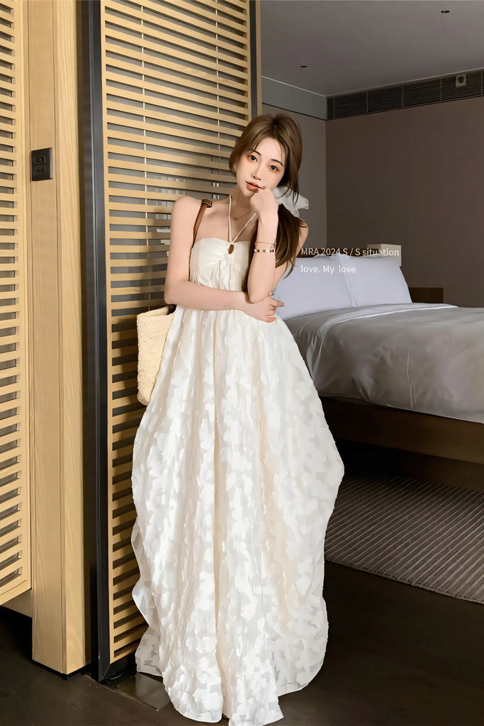 Resort Style Backless Halter Maxi Dress with Built-In Bra Pads
