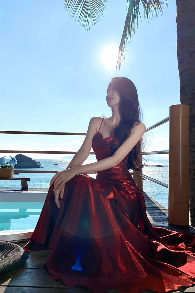 Shimmering Blue Mermaid Maxi Dress – Elegant Birthday & Evening Party Gown