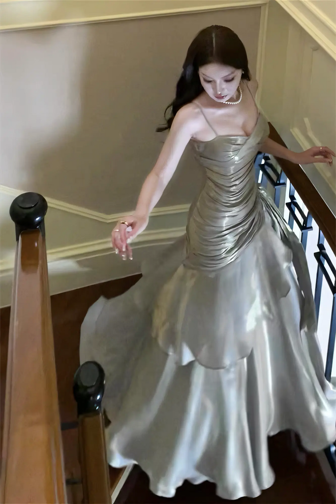 Shimmering Blue Mermaid Maxi Dress – Elegant Birthday & Evening Party Gown