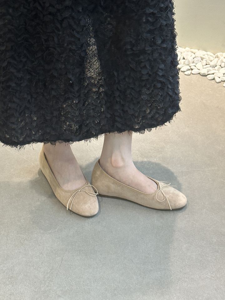 Women’s Bow Ballet Flats – Round-Toe Slip-On Loafers with Hidden Lift