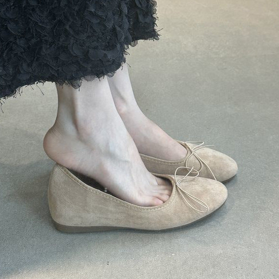 Women’s Bow Ballet Flats – Round-Toe Slip-On Loafers with Hidden Lift