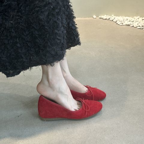 Women’s Bow Ballet Flats – Round-Toe Slip-On Loafers with Hidden Lift