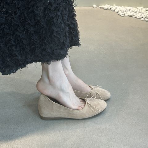 Women’s Bow Ballet Flats – Round-Toe Slip-On Loafers with Hidden Lift