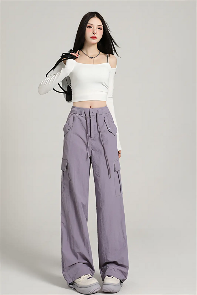 Women’s High-Waist Cargo-Inspired Wide-Leg Pants – Lightweight Quick-Dry Trousers (Summer 2025)