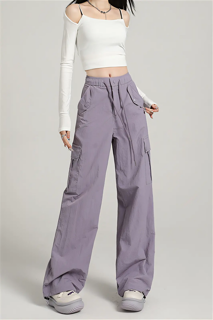 Women’s High-Waist Cargo-Inspired Wide-Leg Pants – Lightweight Quick-Dry Trousers (Summer 2025)