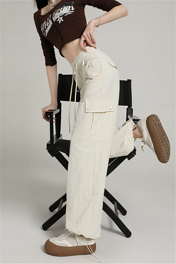 Women’s High-Waist Cargo-Inspired Wide-Leg Pants – Lightweight Quick-Dry Trousers (Summer 2025)