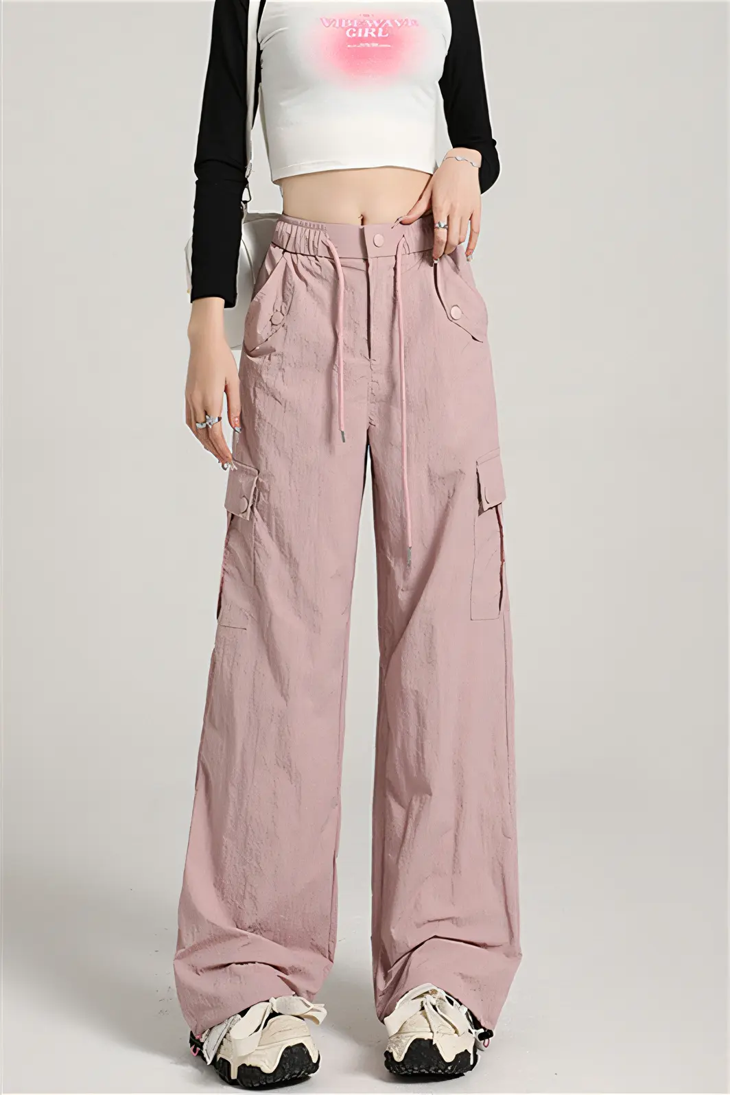 Women’s High-Waist Cargo-Inspired Wide-Leg Pants – Lightweight Quick-Dry Trousers (Summer 2025)