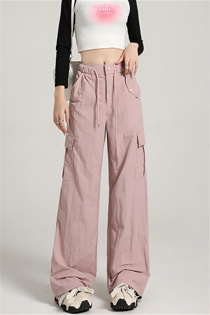 Women’s High-Waist Cargo-Inspired Wide-Leg Pants – Lightweight Quick-Dry Trousers (Summer 2025)