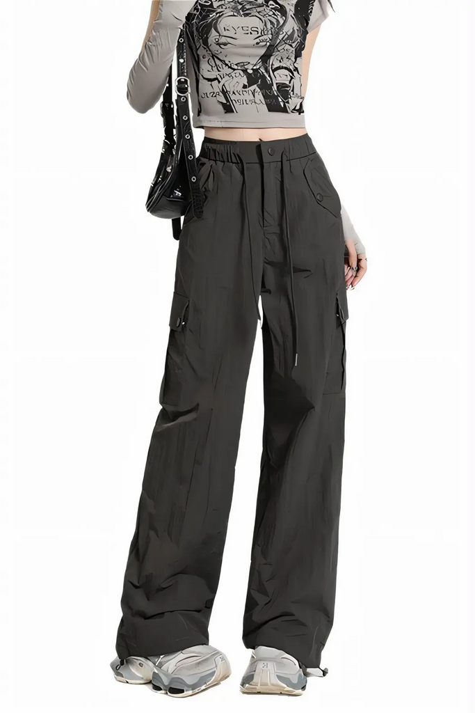 Women’s High-Waist Cargo-Inspired Wide-Leg Pants – Lightweight Quick-Dry Trousers (Summer 2025)