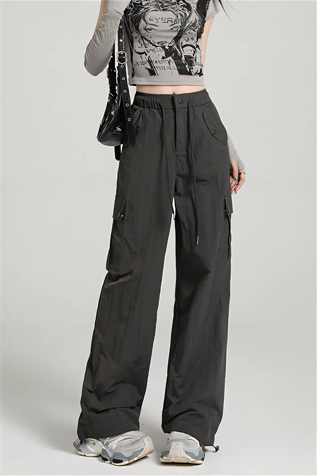Women’s High-Waist Cargo-Inspired Wide-Leg Pants – Lightweight Quick-Dry Trousers (Summer 2025)