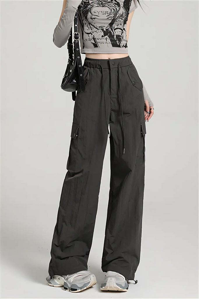Women’s High-Waist Cargo-Inspired Wide-Leg Pants – Lightweight Quick-Dry Trousers (Summer 2025)