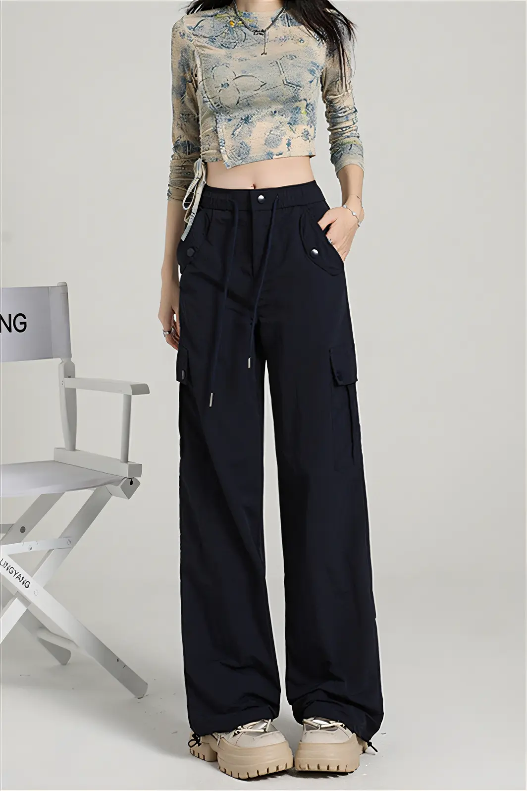 Women’s High-Waist Cargo-Inspired Wide-Leg Pants – Lightweight Quick-Dry Trousers (Summer 2025)
