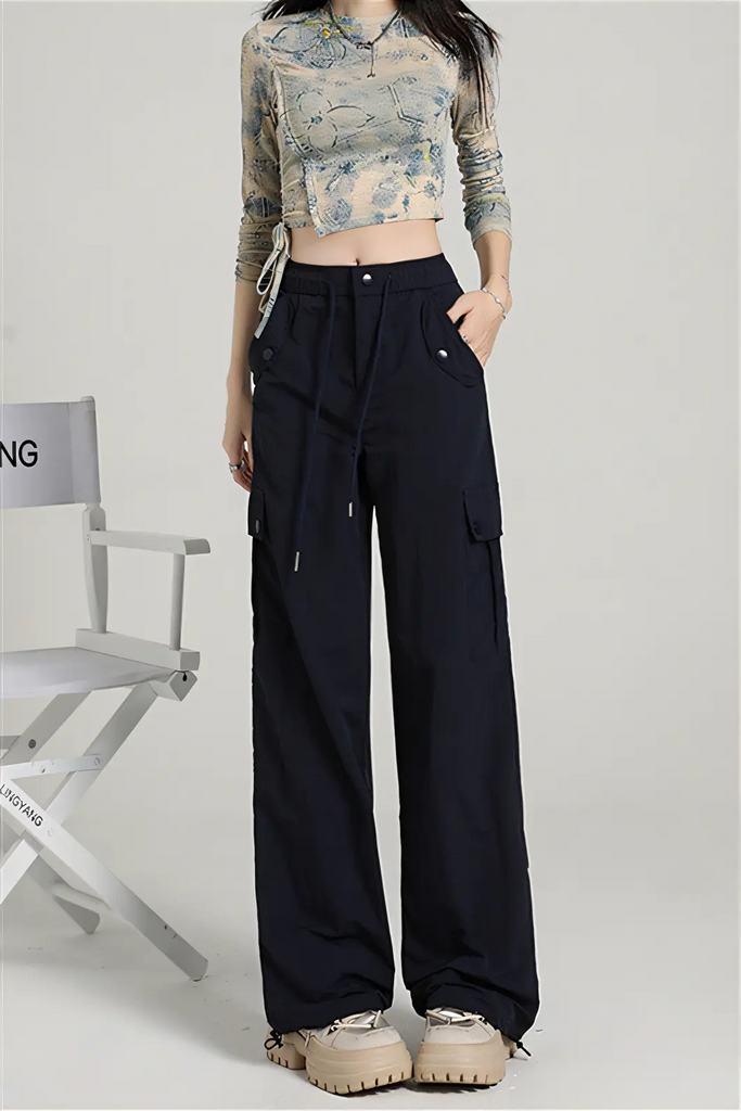 Women’s High-Waist Cargo-Inspired Wide-Leg Pants – Lightweight Quick-Dry Trousers (Summer 2025)