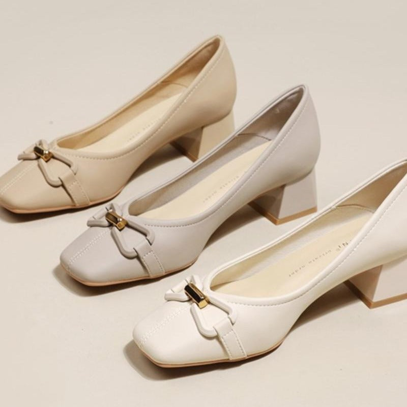 Women’s Mid-Heel Mary Jane Pumps – Square Toe, Chunky Heel Work Shoes