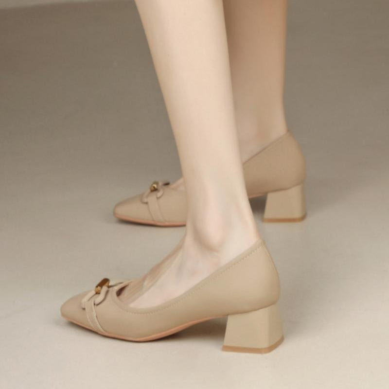 Women’s Mid-Heel Mary Jane Pumps – Square Toe, Chunky Heel Work Shoes