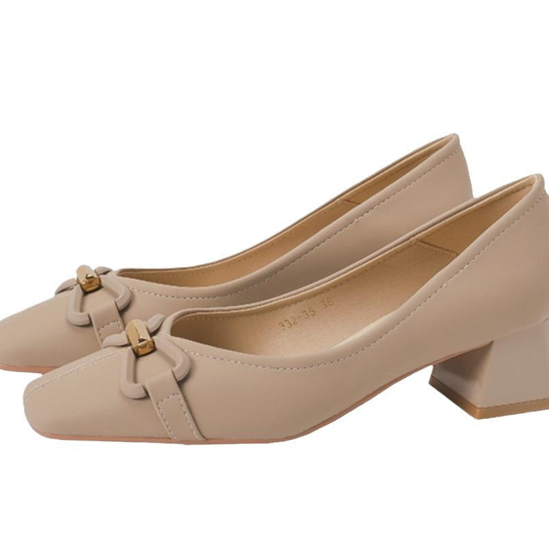Women’s Mid-Heel Mary Jane Pumps – Square Toe, Chunky Heel Work Shoes