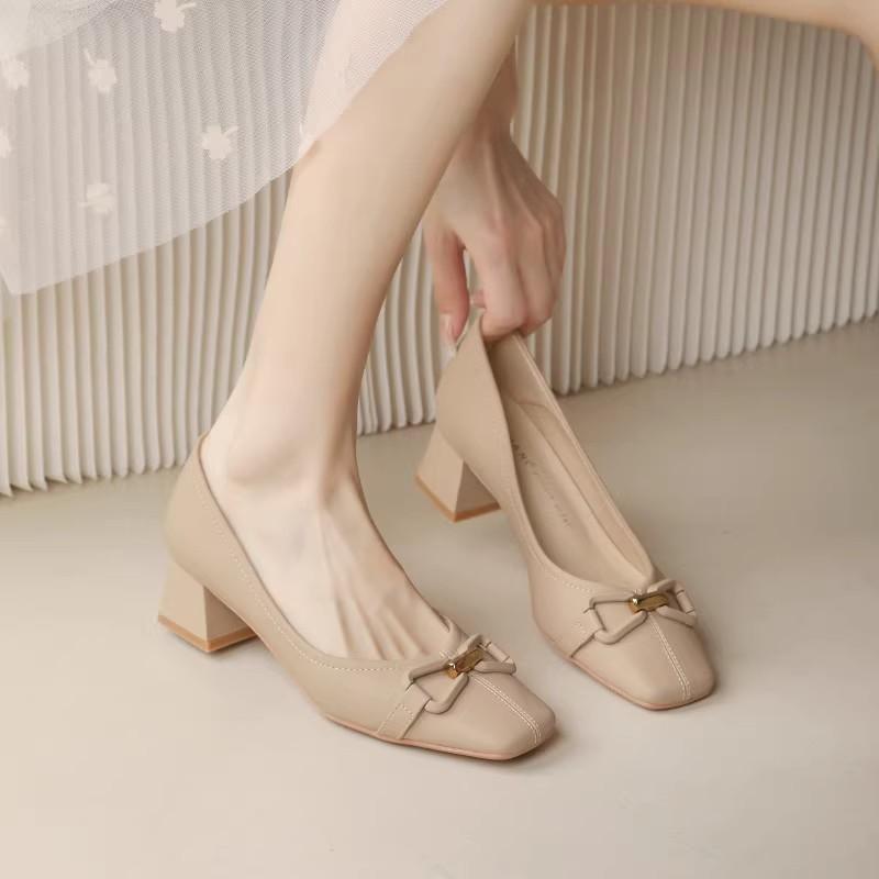 Women’s Mid-Heel Mary Jane Pumps – Square Toe, Chunky Heel Work Shoes