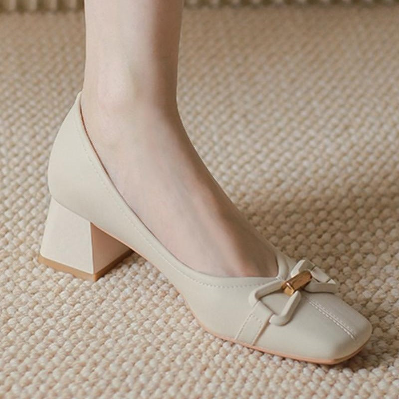 Women’s Mid-Heel Mary Jane Pumps – Square Toe, Chunky Heel Work Shoes