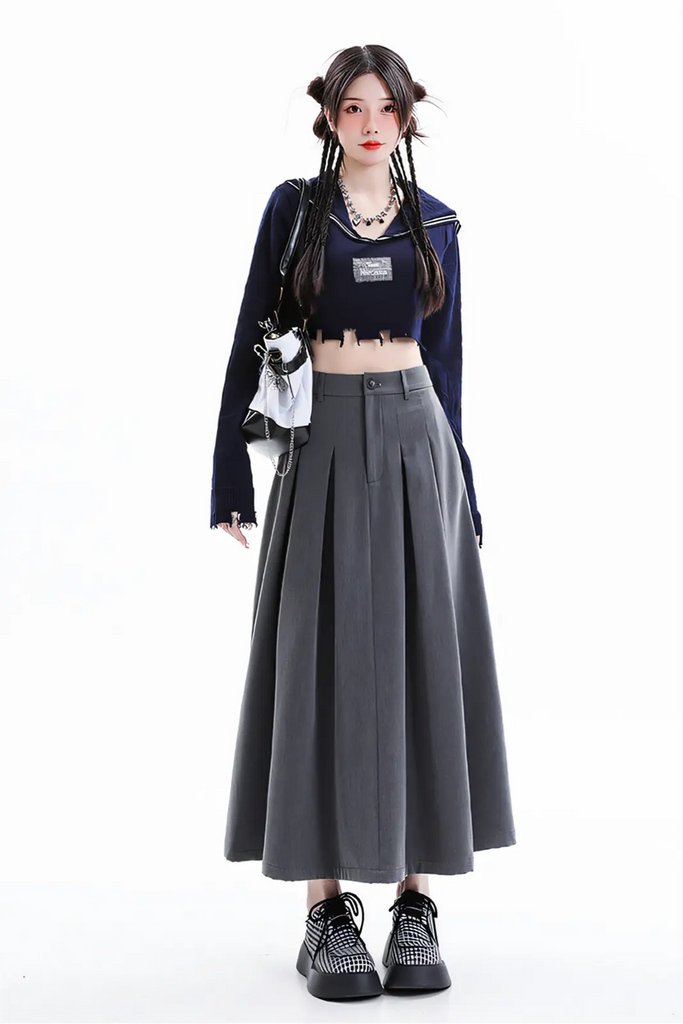 Women’s Midi Pleated Skirt – High-Waist A-Line Skirt 2025 Autumn/Winter