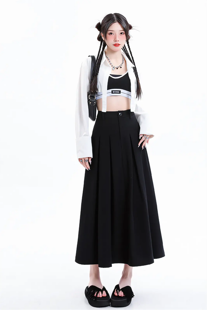 Women’s Midi Pleated Skirt – High-Waist A-Line Skirt 2025 Autumn/Winter