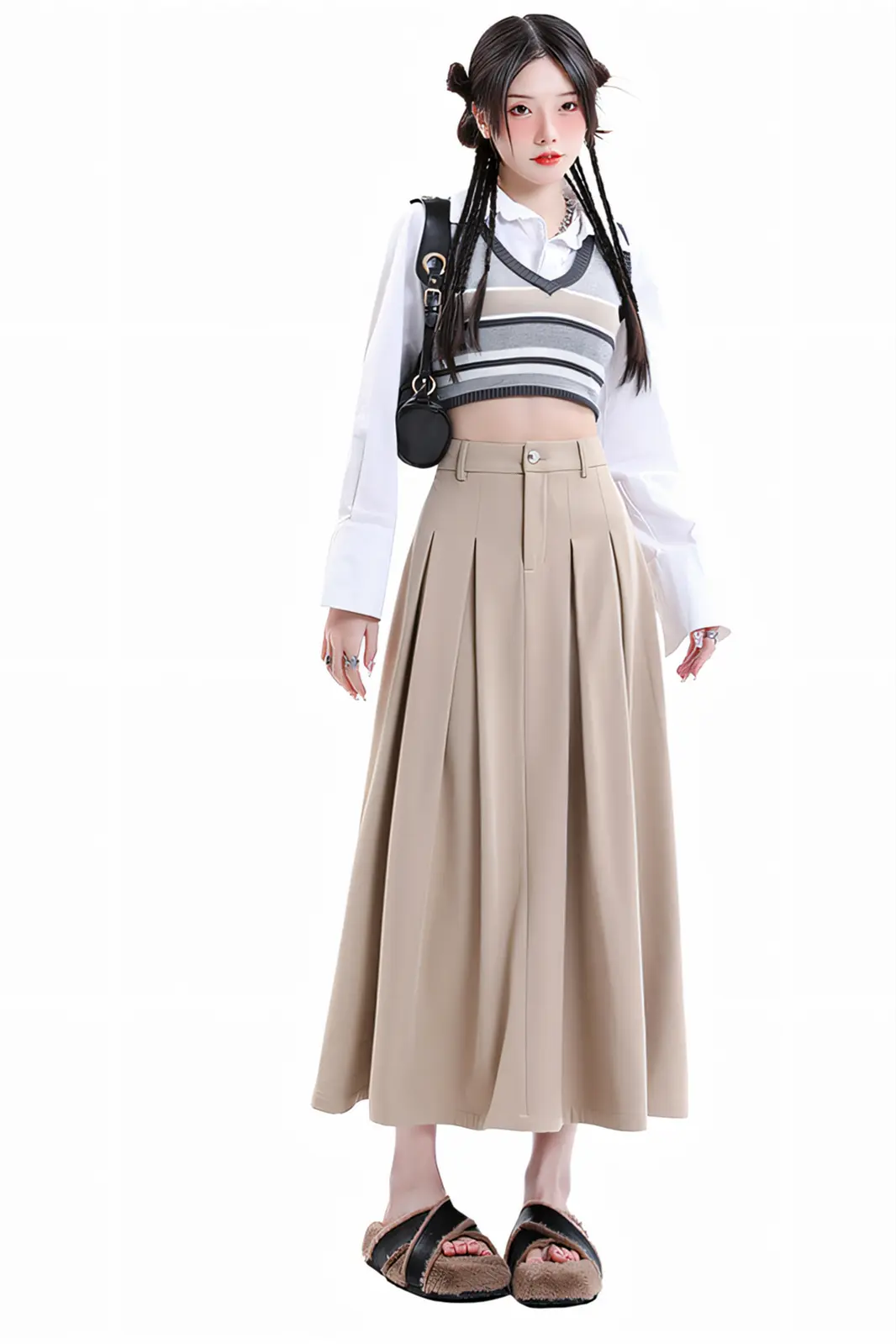 Women’s Midi Pleated Skirt – High-Waist A-Line Skirt 2025 Autumn/Winter