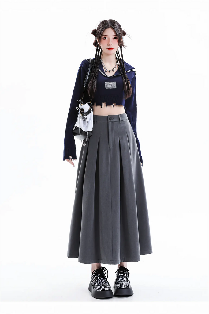 Women’s Midi Pleated Skirt – High-Waist A-Line Skirt 2025 Autumn/Winter
